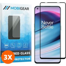 Mobigear Premium OnePlus Nord CE Verre trempé Protection d'écran - Compatible Coque - Noir (Lot de 3)
