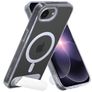 Mobiparts Hardcover Coque Transparente iPhone 16e MagSafe Coque arrière Rigide avec Support Amovible - Transparent