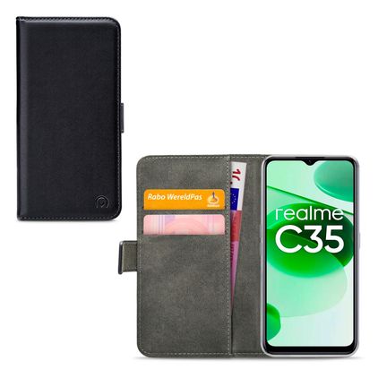 Mobilize Classic Gelly Wallet Housse Realme C35 Etui Porte-Monnaie - Noir