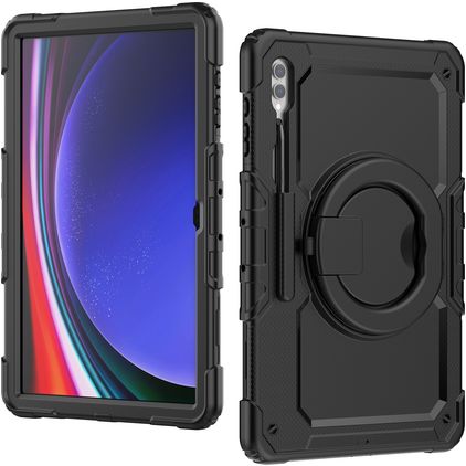 Mobilize Rotating Defender Coque Samsung Galaxy Tab S9 Ultra Coque arrière en Plastique rigide,Silicone + Bandoulière + Support Amovible - Noir