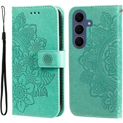 Mobigear Flowers Housse Samsung Galaxy S26 FE Etui Porte-Monnaie - Vert