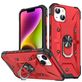 Mobigear Armor Ring Coque iPhone 14 Plus Coque arrière Rigide Anti-Chocs avec Anneau-Support - Rouge