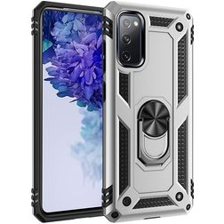 Mobigear Armor Ring Coque Samsung Galaxy S20 FE Coque arrière Rigide Anti-Chocs avec Anneau-Support - Argent