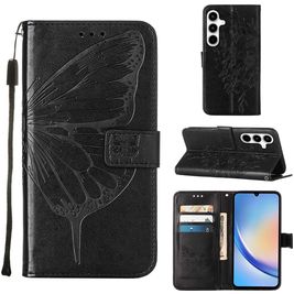 Mobigear Butterfly Housse Samsung Galaxy A35 Etui Porte-Monnaie - Noir