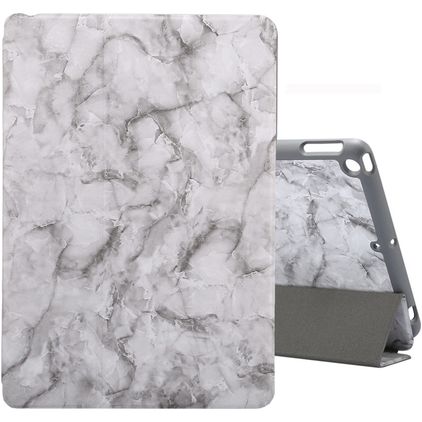 Mobigear Tri-Fold Marble Coque iPad 9 (2021) Etui + Porte-crayon - Gris