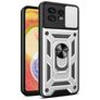 Mobigear Armor Ring Cam Slide Coque Motorola Edge 40 Pro Coque arrière Rigide Anti-Chocs avec Anneau-Support et Protecteur Lentilles - Argent