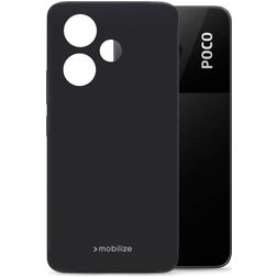 Mobilize Rubber Gelly Coque POCO M6 Coque arrière en TPU Souple - Noir