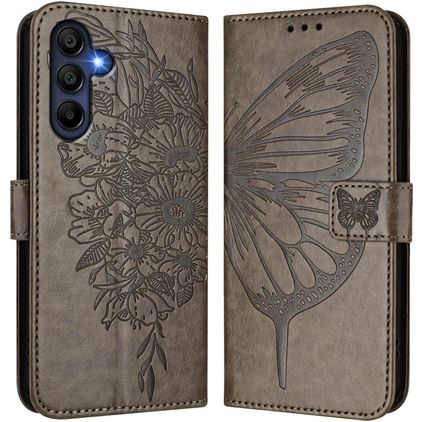 Mobigear Flowers Housse Samsung Galaxy A17 Etui Porte-Monnaie - Gris