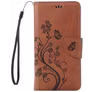 Mobigear Flowers Housse iPhone SE (2022) Etui Porte-Monnaie - Marron