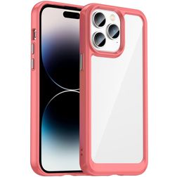 Mobigear Crystal Coque iPhone 14 Pro Max Coque arrière Rigide - Transparent / Rouge