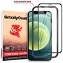 GrizzlyCoat Easy Fit iPhone 12 Mini Verre trempé Protection d'écran - Compatible Coque + Cadre d'installation - Noir