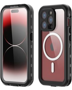 RedPepper Waterproof Coque iPhone 15 Pro Max MagSafe Coque arrière Imperméable Rigide Anti-Chocs - Noir