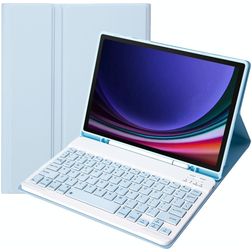 Mobigear Keys Coque Samsung Galaxy Tab S9 FE Etui Clavier Bluetooth QWERTY + Porte-crayon - Bleu