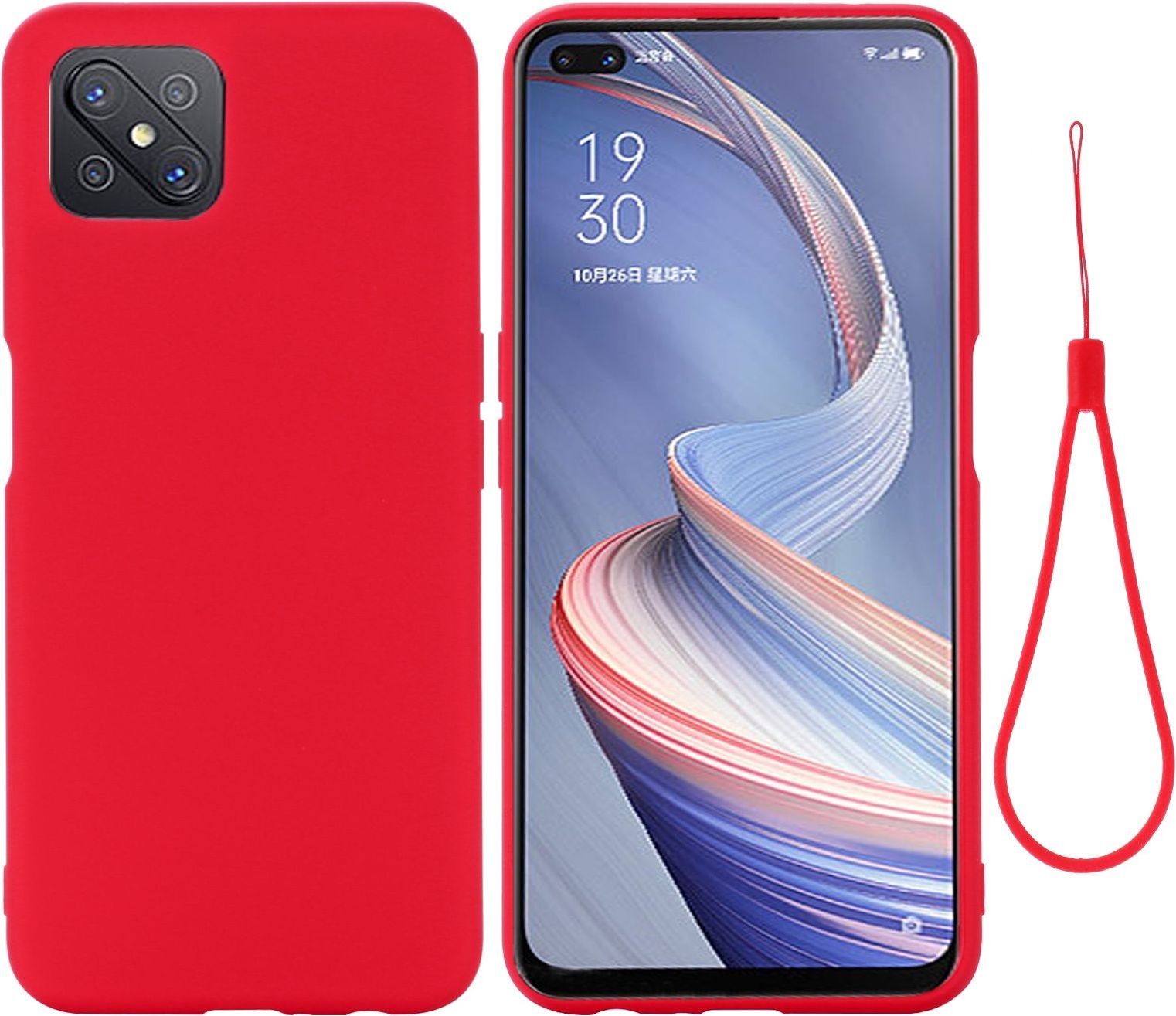 EuoDuo Compatible Avec Oppo Reno 4Z 5G/Reno4 Z 5G Coque Cordon Tour De Cou Telephone Portable Réglable Collier Laniere Étui Silicone Cover Protection Complète - Coeur D'amour Or