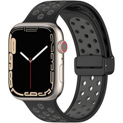 Mobigear Sport Plus Mag Bracelet Silicone pour Apple Watch Fermeture magnétique - 42/41/40/38 mm - Noir / Gris
