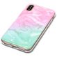 Mobigear Marble Coque iPhone XS Coque arrière en TPU Souple - Rose / Turquoise