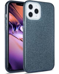 Mobigear Glitter Coque iPhone 12 Pro Max Coque arrière Rigide - Dark Blue