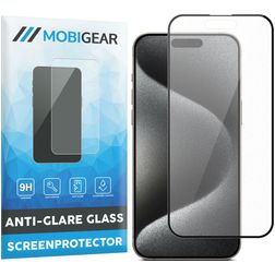 Mobigear Premium iPhone 15 Pro Verre trempé Protection d'écran Anti-Glare - Compatible Coque - Noir