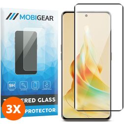 Mobigear Premium OPPO Reno 8T 5G Verre trempé Protection d'écran - Compatible Coque - Noir (Lot de 3)