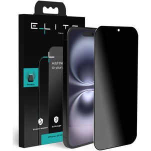 Elite iPhone 15 Verre trempé Protection d'écran Anti-espion - Compatible coque - Noir
