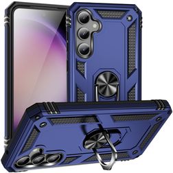 Mobigear Armor Ring Coque Samsung Galaxy S23 FE Coque arrière Rigide Anti-Chocs avec Anneau-Support - Bleu