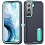 Mobigear Rugged Stand Samsung Galaxy S23 Plastique rigide Coque arrière Antichoc avec béquille - Bleu foncé