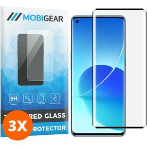 Mobigear Premium OPPO Reno 6 Pro 5G Verre trempé Protection d'écran - Compatible Coque - Noir (Lot de 3)