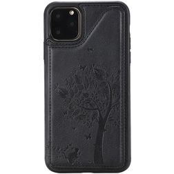 Mobigear Tree Wallet Coque iPhone 11 Pro Max Coque arrière Anti-Chocs avec Porte-Cartes et Support Amovible - Noir