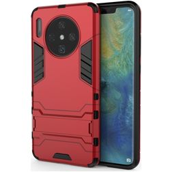 Mobigear Armor Stand Coque Huawei Mate 30 Coque arrière Rigide Anti-Chocs avec Support Amovible - Rouge