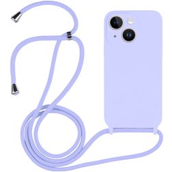 Mobigear Lanyard iPhone 15 Plus Coque avec cordon en Silicone - Violet