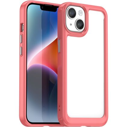 Mobigear Crystal Coque iPhone 15 Coque arrière Rigide - Transparent / Rouge