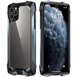 Mobigear Metal Tough iPhone 12 Pro Max Plastique rigide Coque arrière Antichoc - Transparent / Bleu marine