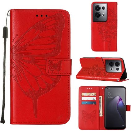Mobigear Butterfly OPPO Reno 8 Pro 5G Étui Portefeuille - Rouge