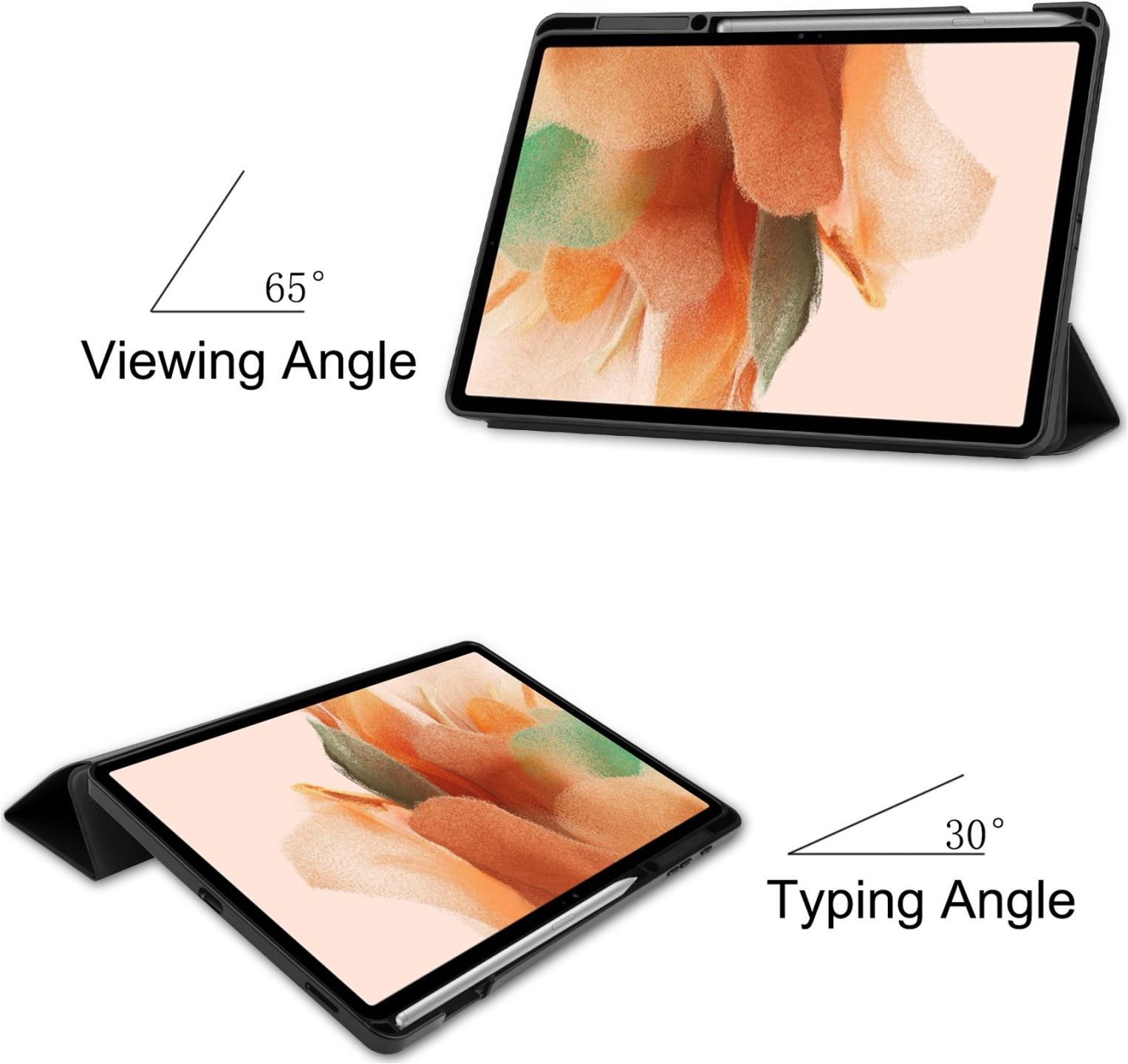 Coque Pour Samsung Galaxy Tab S7 FE Et S7 Plus – Protection Complète Avec Fonction Veille Automatique, Plusieurs Angles