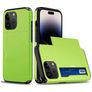 Mobigear Card Coque iPhone 15 Pro Max Coque arrière Rigide Anti-Chocs avec Porte-Cartes - Vert