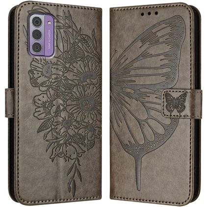 Mobigear Butterfly Housse Nokia G42 Etui Porte-Monnaie - Gris