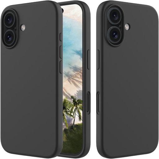 Mobigear Rubber Touch Coque iPhone 16 Coque arrière en Silicone - Noir