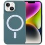 Mobigear Rubber Touch Coque iPhone 15 MagSafe Coque arrière en Silicone - Vert