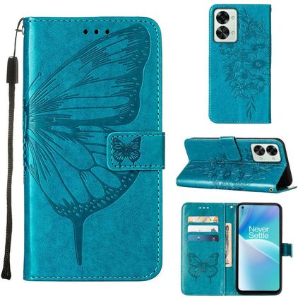 Mobigear Butterfly Housse OnePlus Nord 2T 5G Etui Porte-Monnaie - Bleu