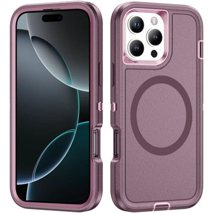 Mobigear Rugged Mag Coque iPhone 16 Pro Max MagSafe Coque arrière Rigide Anti-Chocs - Violet
