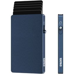 Valenta Cardprotector - Porte Cartes en en Aluminium - 7 Cartes - Compatible MagSafe - Bleu