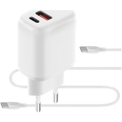 Mobiparts - Double USB / USB-C Chargeur USB-C 1 mètre Power Delivery 20W 3A - Blanc