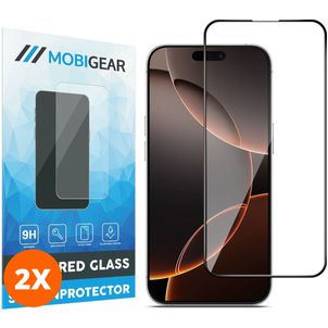 Mobigear Premium iPhone 16 Pro Max Verre trempé Protection d'écran - Compatible Coque - Noir (Lot de 2)