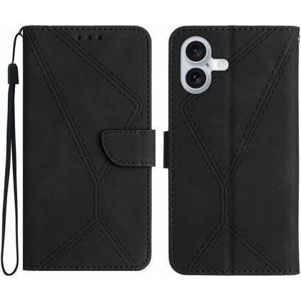 Mobigear Stitch Housse iPhone 17 Etui Porte-Monnaie - Noir