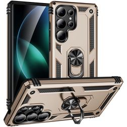 Mobigear Armor ring Coque Samsung Galaxy S25 Ultra Coque arrière Rigide Anti-Chocs avec Anneau-Support - Or