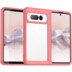 Mobigear Crystal Coque Google Pixel Fold Coque arrière Rigide - Transparent / Rouge