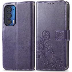 Mobigear Clover Motorola Edge (2021) Étui Portefeuille - Violet
