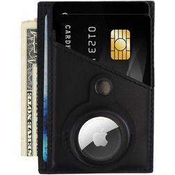 Valenta AirTag RFID - Porte Cartes en en Cuir véritable - 8 Cartes - Noir