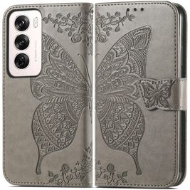 Mobigear Butterfly Housse OPPO Reno 12 Pro Etui Porte-Monnaie - Gris
