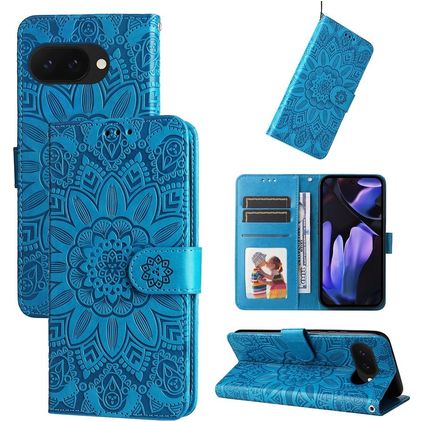 Mobigear Sunflower Housse Google Pixel 9a Etui Porte-Monnaie - Bleu
